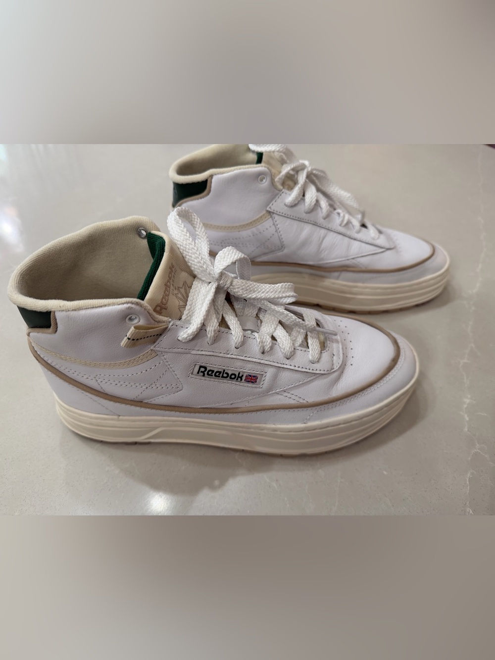 Reebok Club C Double Geo Mid Heritage White Leather Sneakers White/Chalk/Green